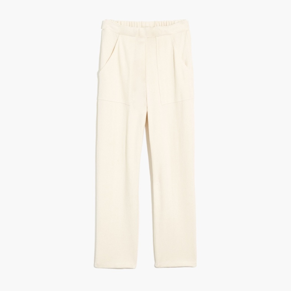 Madewell Brushed Herringbone Jacquard Alabaster Tapered Pants